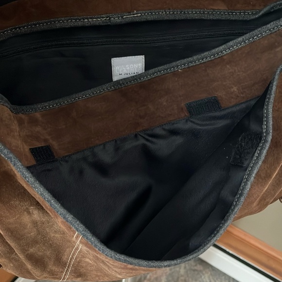 Wilson Leather M. JULIEN Laptop Bag Crossbody Messenger Black Denim trim… - Picture 4 of 5